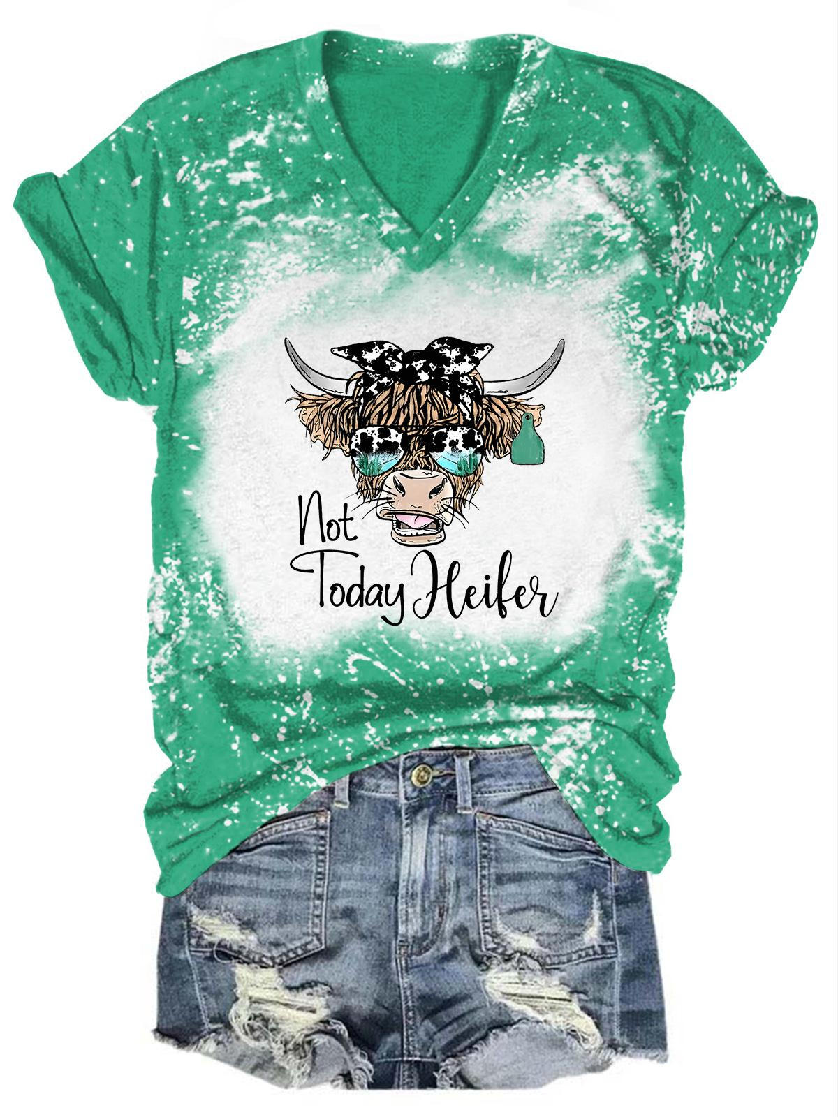 Not Today Heifer Print Tie Dye Top