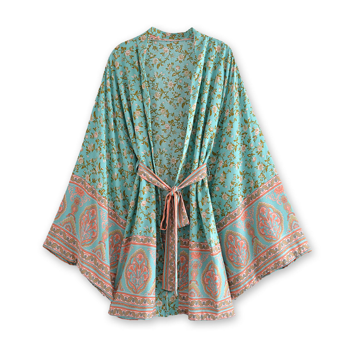 Senora Rose Boho Floral Print Short Robe