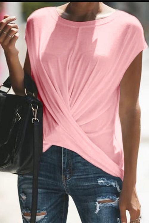 Trixiedress Solid Short Sleeve Cross Front T-shirt