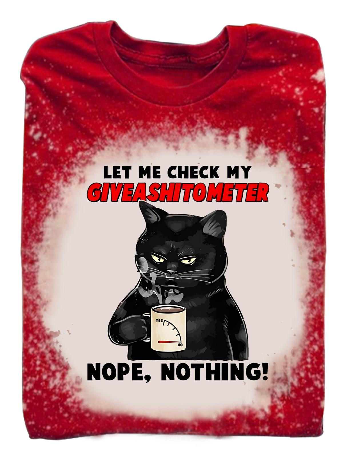 Let Me Check My Giveashitometer Funny Cat Short Sleeve Ladies T-Shirt