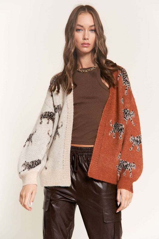 Wildly Cozy Cardigan in Camel/ Cream