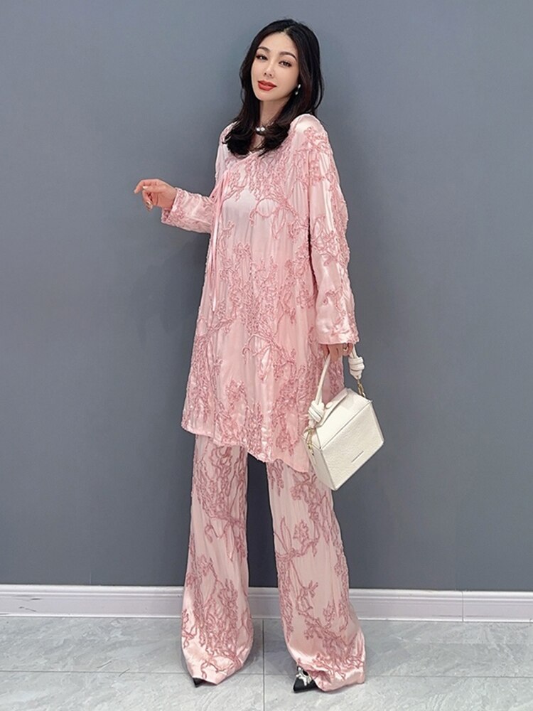 Luxe Couture Baby Pink Top & Pants 2-Piece Set